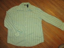 Men's CLAIBORNE LONG SLEEVE BUTTON DOWN DRESS SHIRT Green Geometric Stripe XL