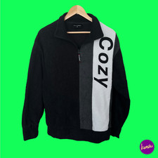 DEFECTIVE STRUCT Men's Colour Block Fleece Jumper, 1/4 Zip, Black, UK M  EU 40