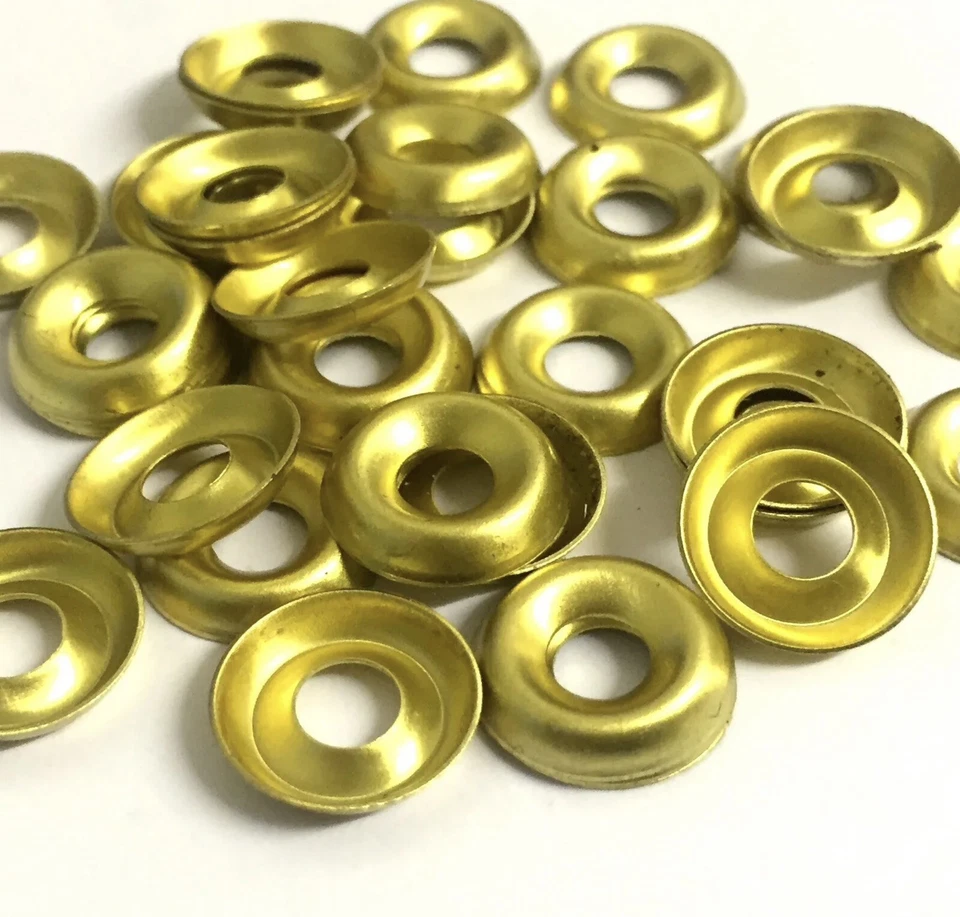 TRADE-FIXINGS DIRECT Solid Brass Surface Screw Cup Washers 10 Gauge, 10 Pack