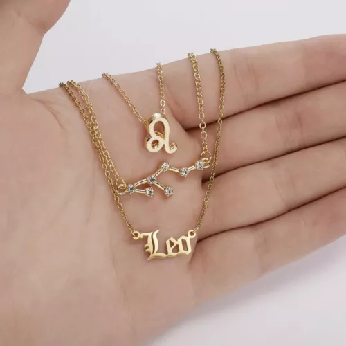 3Pcs/Set 12 Constellations Pendant Necklace Horoscopes Zodiac Women Choker - Picture 42 of 48