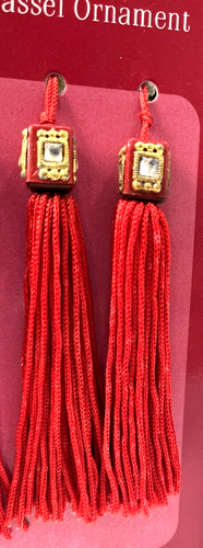 Red And Gold Tassel Christmas Ornaments 8 Count Greenbrier International - Picture 5 of 6
