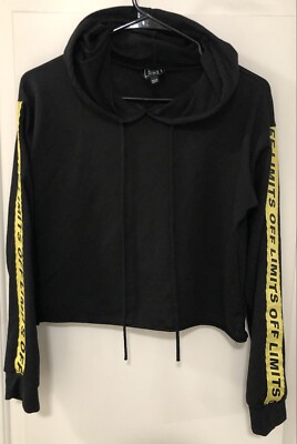 Riot Queen Women's Crop Top Medium Black Off Limits Long Sleeve Hoodie