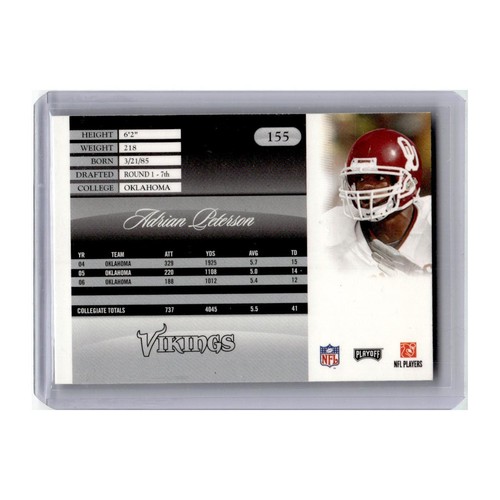 2007 Playoff Prestige Adrian Peterson Vikings #155 - Foto 2 di 3