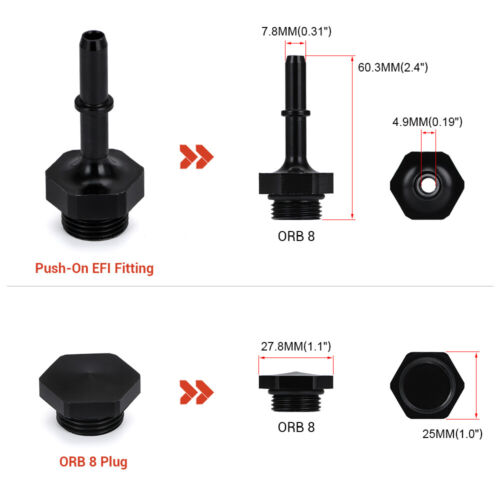 Riel de combustible de aluminio negro serie K para motores Honda Civic Acura RSX K20 K24 - Imagen 5 de 12