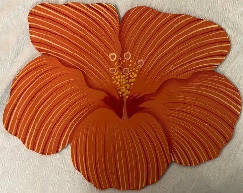 Set of 1 Hibiscus Place mat and 1 coaster Art Wall Hanging Decor Hand painted - Picture 4 of 8
