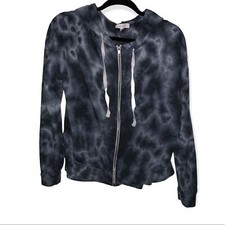 Colsie Women's Grey Tie Dye Hooded Sweatshirt Jacket