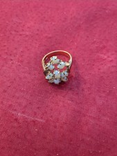 Vintage 14 K Gold Filled Ring With Cluster Of Australian Opals In Leaf Design