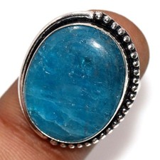 Blue Apatite 925 Silver Plated Ring US 8 Gift For Niece Limited Stock Deal JW