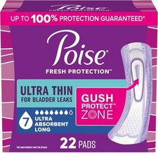Poise Ultra Thin Incontinence  Postpartum Pads for Bladder Leaks, 7 Drop Ultra