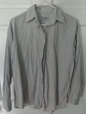 TURNBULL ASSER Men's Gray/White Stripe Button Dress Shirt MEDIUM - French Cuff