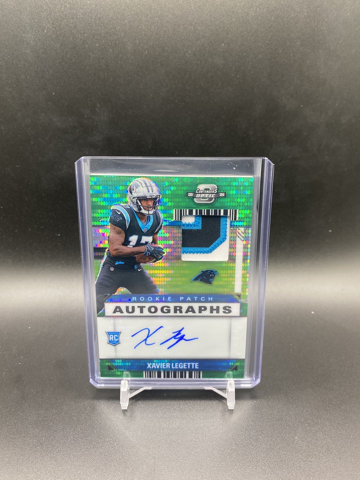 2024 Contenders Optic Xavier Legette Rookie Patch Auto RPA RC Green Pulsar /15