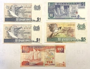 1967-1976 Singapore 1. 5. & 10 Dollars Banknotes XF-UNC Combine Shipping