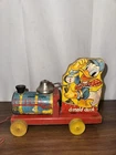 Vintage 1940 Fisher Price Donald Duck #450 Choo Choo Wood Pull Toy Works!