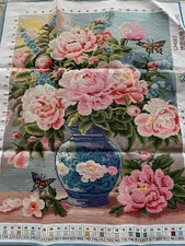Handmade completed finished cross stitch Flowers 20''x 26'' New Decoration