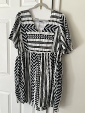 Old Navy Midi Dress Women Size Xl White and Black Classic