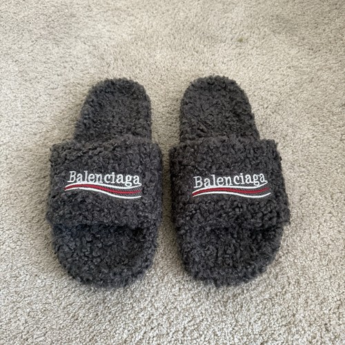 Balenciaga Gray Fur Slides Size 10 U.S / 43 EU - Picture 2 of 4