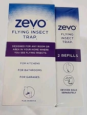 NEW Zevo Electric Flying Insect Trap Starter Kit & 2 Pack of Refill Cartridges