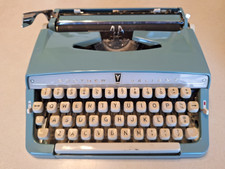 Vintage Brother Valiant Manual Portable Typewriter Baby Blue Ivory Keys 1960s thumbnail