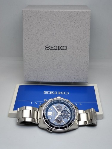 Seiko Brightz 8B82-0AL0 SAGA151 Chronographe Date Boîte Solar Montre Hommes Auth - Photo 2 sur 8