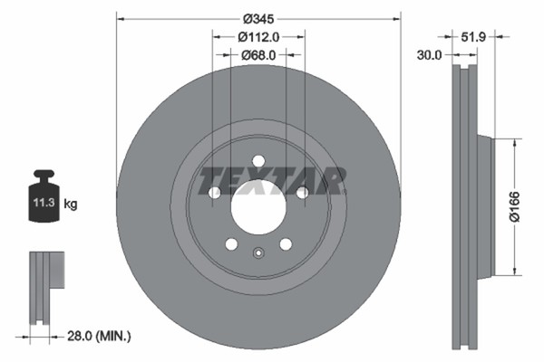 2X Bremsscheibe Pro+ Textar 92229205 FüR Audi A5 A6 A7 Q5 C7 8RB 4GC 4G5 Porsche-image
