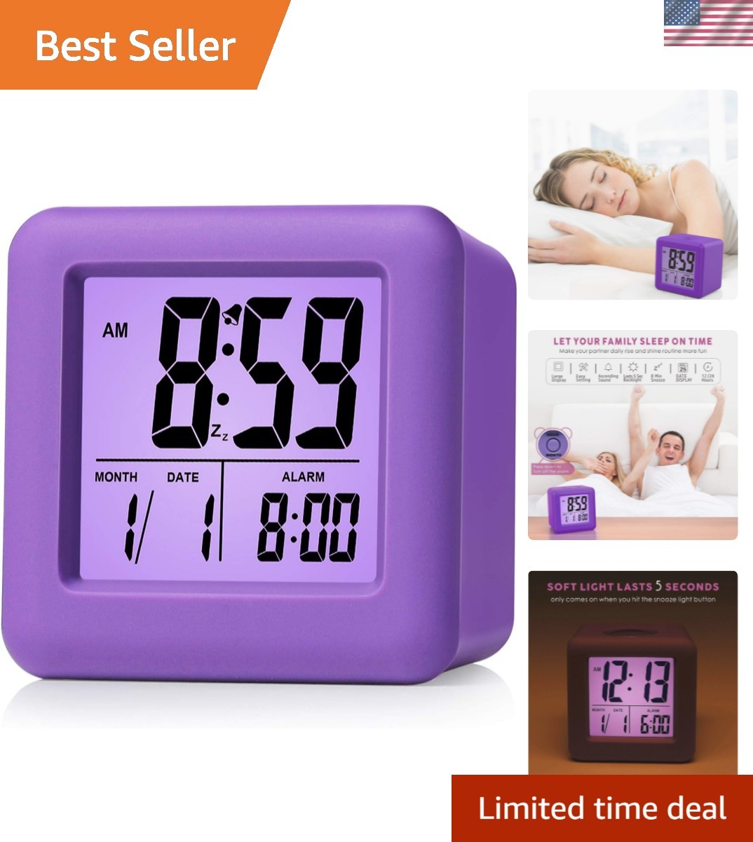 For Kids With Snooze And Nightlight - Easy Setting Silico...