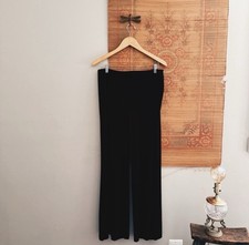 Vintage 90s Black Velvet Wide-Leg Pants USA Made Large