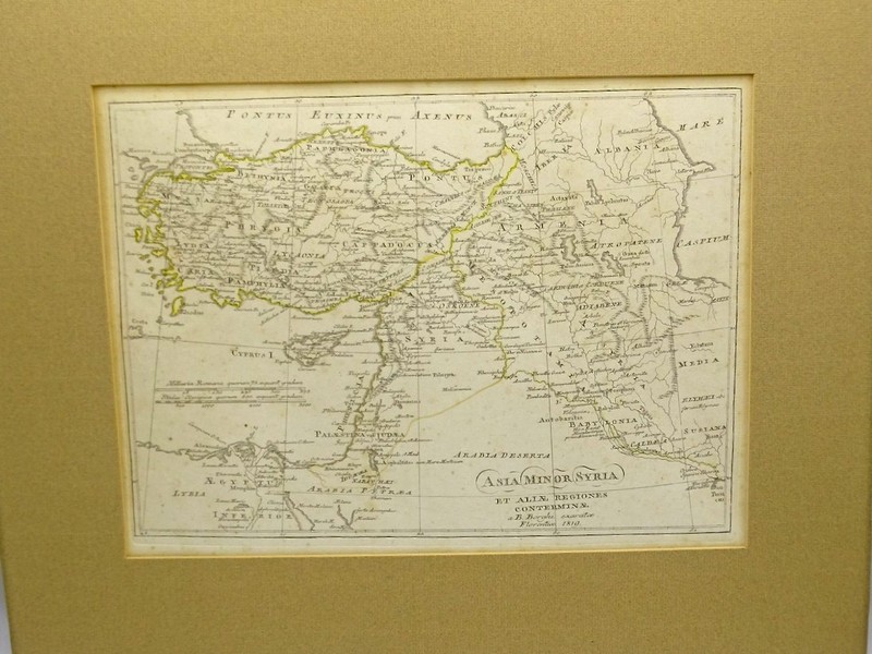 Antique Engraving Historical Map Asia Minor, Syria by Bartolomeo Borghi ca.1819