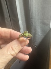 Sterling Silver 925 Green Peridot Bezel Band Ring Round