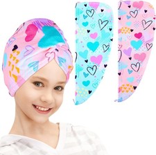 Microfiber Hair Towel Wrap for Kid Rapid Drying Towel Absorbent Hair Turbans ...