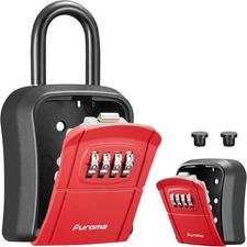 Puroma Key Lock Box, Portable Combination Lockbox Wall-Mounted Key Storage Box f