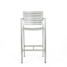 Silver Aluminum Outdoor Barstools, Lightweight & Rust-Resistant, Comfortable