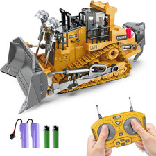 Rc Bulldozer Toys for Boys,Construction Remote Control Bulldozer with Metal Bull