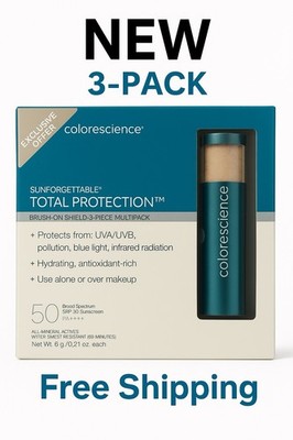 Colorescience Sunforgettable Total Protection Brush-On Shield SPF 50 3 Pack