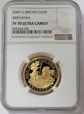 2009 GOLD 797 MINTED GREAT BRITAIN 50 POUNDS BRITANNIA 1/2oz NGC PROOF 70 UC