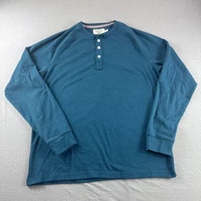 The Normal Brand Raglan Henley Mens L Blue Long Sleeve Shirt Sweatshirt Preppy