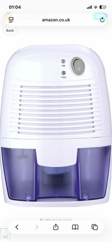 Portable Dehumidifier, 500ml Tank, 250ml/Day, Auto Shut-Off, (White&Blue)