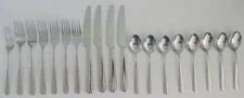 Oneida GABLE Stainless Flatware Feathered Edge Teaspoons Knife Forks 19 Pieces