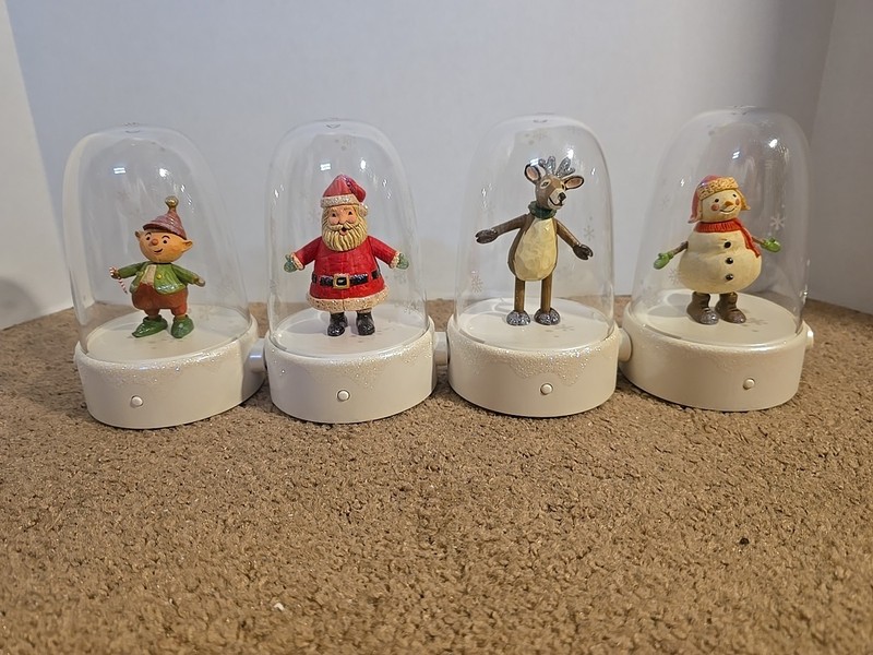 Lot Of 4, 2008 Hallmark Happy Tappers. Tested And Working. Santa Elf Snowman