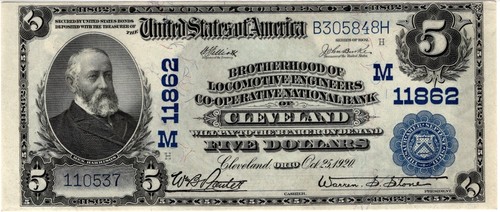 1902 PB $5 PMG 58 EPQ Ch#11862 Locomotive Engineers Cleveland Ohio National - Picture 4 of 6