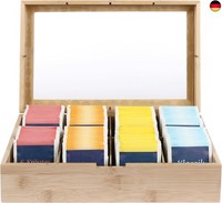 Bambus Teebox Teekiste Aus Holz Mit 8 FäChern Und Sichtfenster - Ideal FüR T