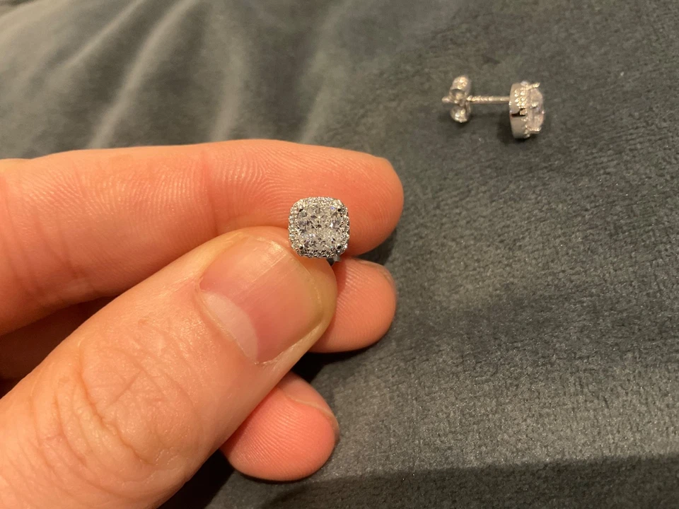 Серьги-гало с созданными в лаборатории бриллиантами 2,44 карата с платиновым покрытием 925 - Изображение 3 из 4
