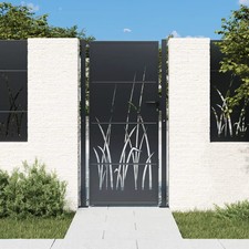 WALPLUS Garden Gate Anthracite 105x180 cm Steel Grass Pattern Design