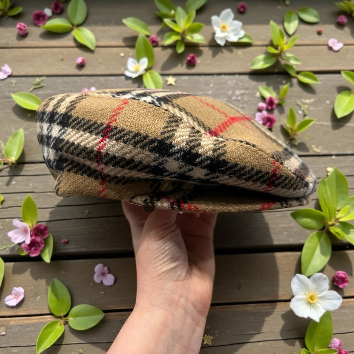 Vintage Burberry Wool Nova Check Newsboy Cap Size M | eBay display picture 2