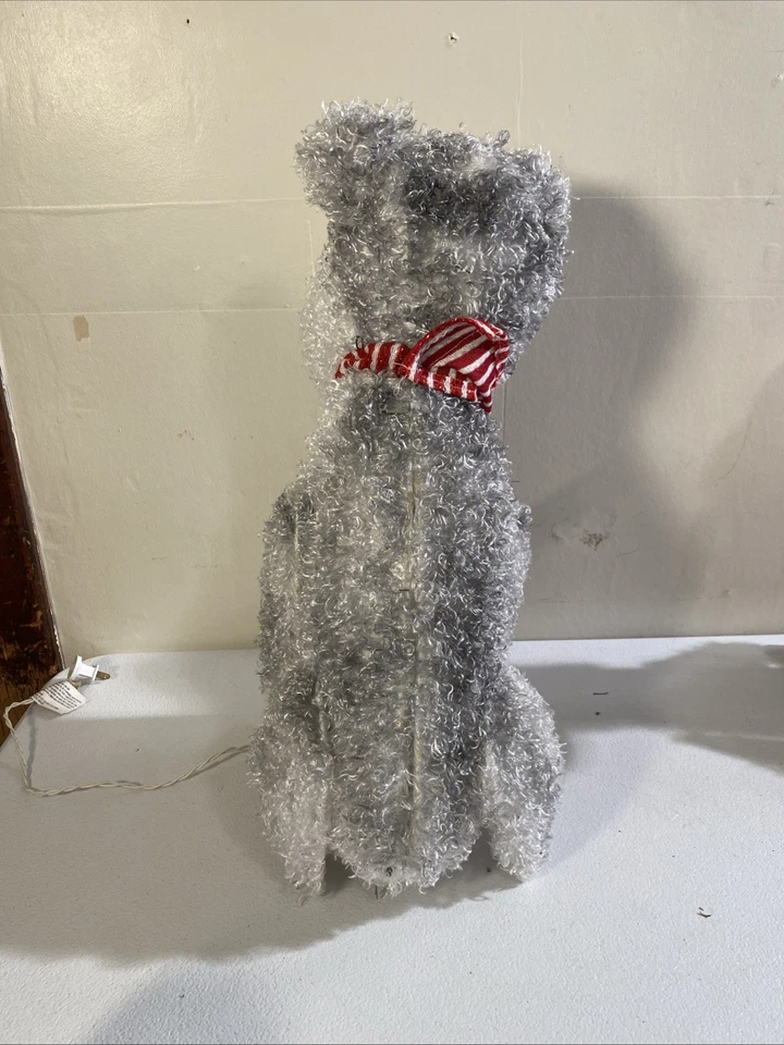 Navidad Iluminado Perro Blanco y Gris Terrier Interior Exterior Decoración de Navidad Foto 4 de 4