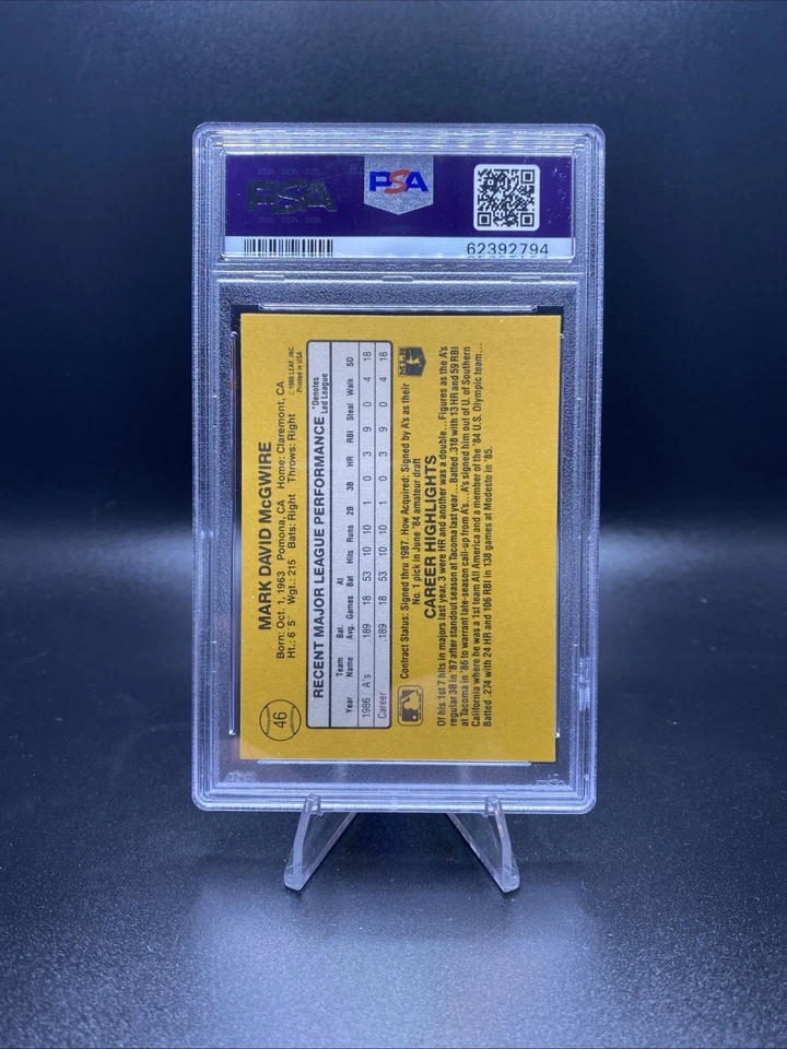 1987 Donruss - Novato Mark McGwire #46 - Imagem 2 de 2