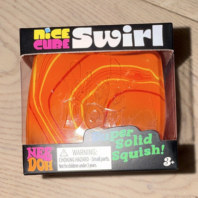 Schylling Nee Doh Nice Cube Swirl Super Solid Squish Squeeze Toy Orange 24351YP