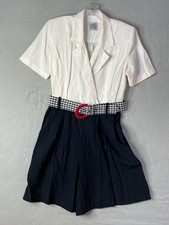 Sabino Womens Jumper Vintage Size 14 Black  White Belted 1pc High Rise Shorts