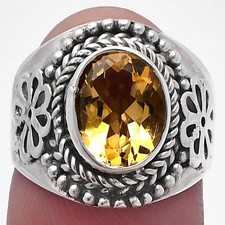 Natural Citrine 925 Sterling Silver Ring s.6 Jewelry R-1541