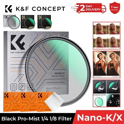 K&F CONCEPT Black Mist Soft Diffusion Filter 1/8 1/4 Ultra Slim 37-82mm Nano K/X - Image 1 of 4