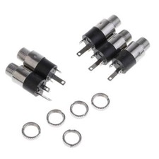 Image of 3.5mm Stereo Female Audio Jack Connector Panel Mount - Pack of 5 - Black Plastic